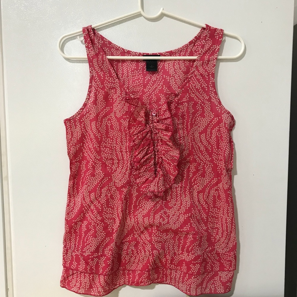 Ann Taylor Ruffled Sleeveless Blouse Pink